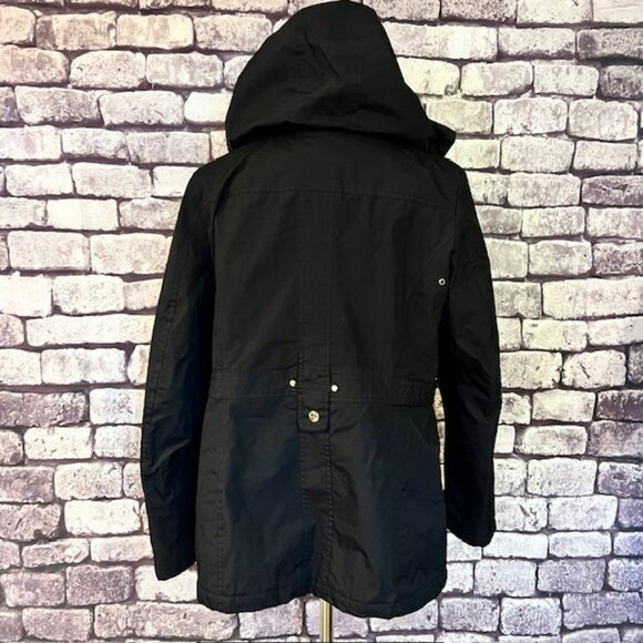 Details Intl Black Long Sleeve Hooded Coat Size L - Picture 6 of 10